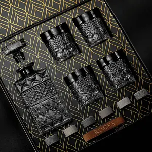 R.O.C.K.S. Whiskey Decanter with Glasses & Chilling Stones Gift Set