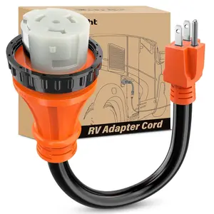 Nilight High Performance Outdoor RV Locking Adapter Cord - 15A to 50A Power Converter, 10 Gauge Pure Copper Heavy Duty ETL Listed, Weatherproof 5-15P to SS2-50R with Locking Ring for RV Campers
