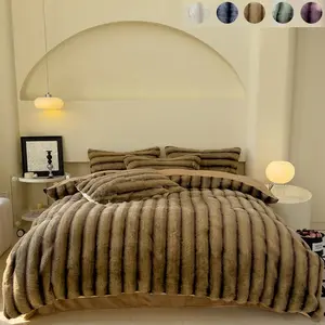 Premium Artificial Rabbit Fur Blanket, Lightweight Warmth, Skin-Friendly Non-Irritating Fabric, Ideal for Sensitive Skin, Durable Use, Throw Blanket