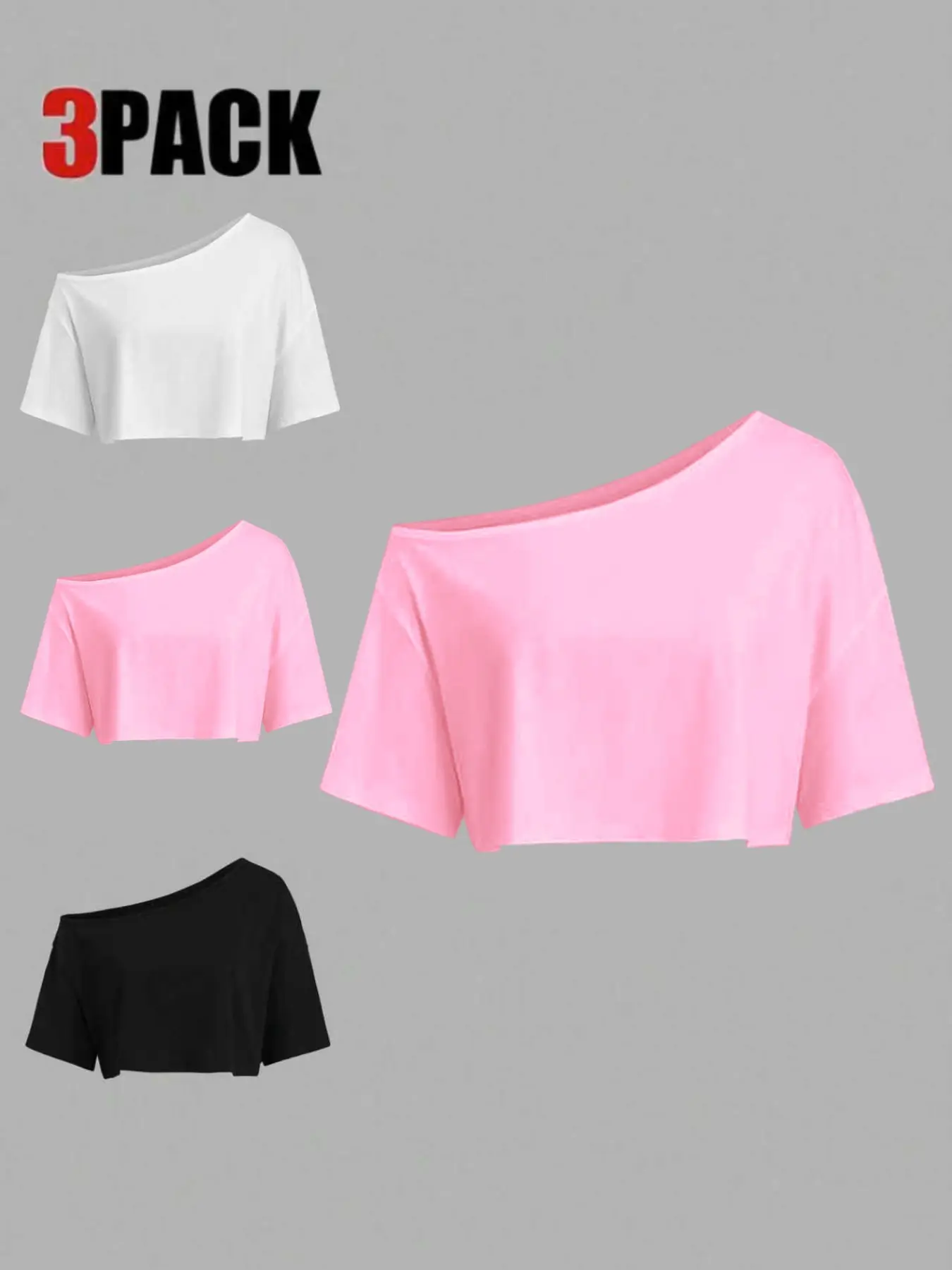 Women's Plain Solid Asymmetrical Shoulder Short Sleeve Tops, Basic Casual Minimalist Summer Tees, Casual Summer Comfortable & Stylish Daily Wear, Casual T Shirts