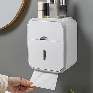 Waterproof Wall-Mounted Toilet Paper Holder, No-Drill Design, Bathroom Tissue Box, Roll Paper Dispenser, Hygienic Toilet Accessories, Bathroom Essentials