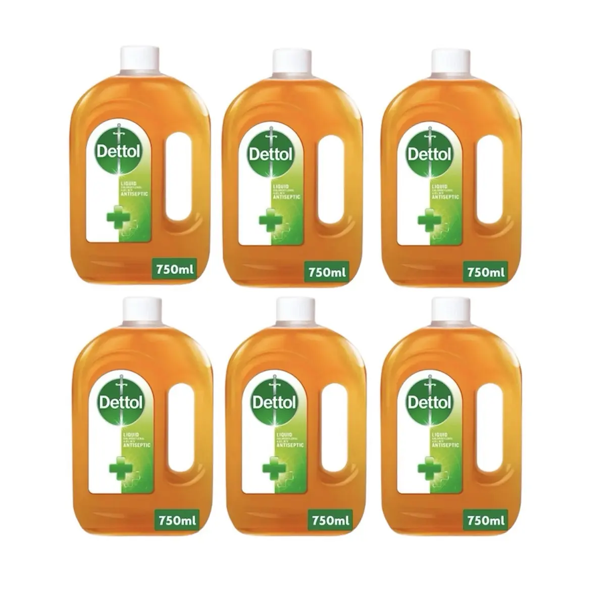 Dettol Original Liquid Antiseptic Disinfectant - 750ml (Pack of 6) - Effective Against Most Pathogens Bottles