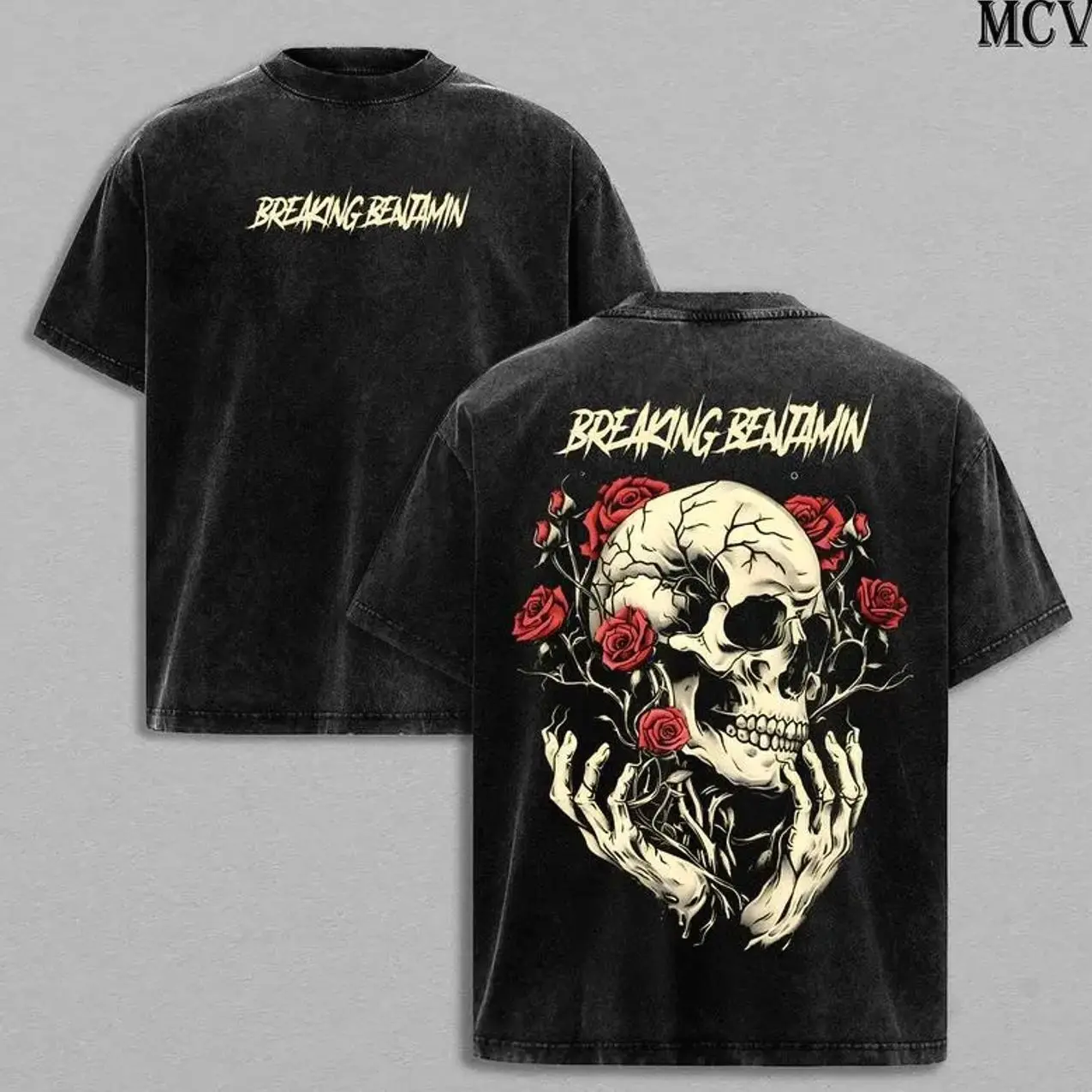 Breaking Benjamin Vintage Washed Band T-Shirt, Oversized Heavyweight Cotton Rock Graphic Tee, Unisex Concert Streetwear
