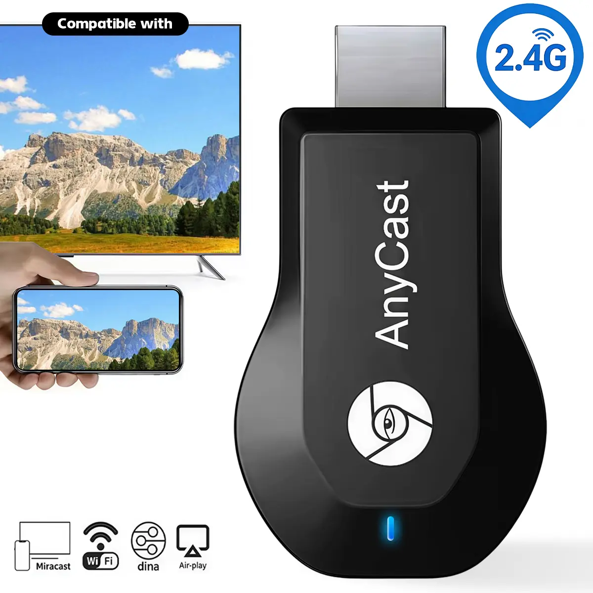 Wireless Screen Mirroring Device, Wireless HDMI Display Adapter, HD 2.4G WiFi HDMI Transmitter & Receiver, Plug & Play , Synchronize Phone Laptop Pictures Videos to HDTV Projector Monitor, Support Miracast Airplay DLNA, Electronic Gadgets