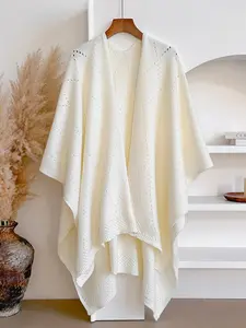 Women's Elegant Solid Color Shawl Cape, Trendy Solid Shawl, Knitted Shawl, New Designer Scarf Wrap, Best Item for Winter and Travel, Simple and Stylish