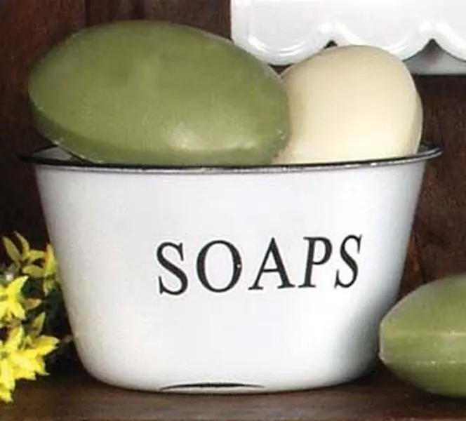 Enamelware Soaps Bowl with Distressed Black Trim