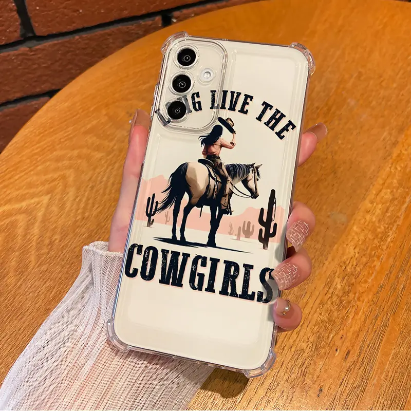 Cool Cowgirl Western Aesthetic Smartphone Casing, Anti-Drop Soft Transparent Shockproof Handheld Devices Accessory For SAMSUNG GALAXY A14 A15 A16 A25 A26 A34 A35 A36 A53 A54 A55 A56 4G 5G Gift Idea