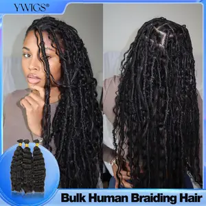 YWIGS Wet & Wavy Bulk Human Hair for Braiding No Wefted Natural Color 100g Per Bundle