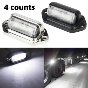 4PCS LED license plate light 12V-24V waterproof 6 SMD side light night warning white bulb suitable for truck SUV trailers van RV boats Car Led Lights Car