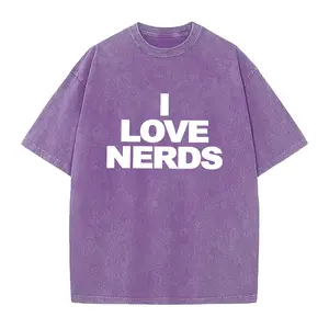 A Women'S Spring/Summer New Arrival "I LOVE NERDS" Letter Print Short-Sleeved T-Shirt American Retro Slim Short Top Funny Versatile Base Shirt Niche Design Street Eye-Catching Item Age-Reducing Daily Fashion