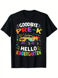 /Goodbye Pre-k Hello Kindergarten Graduation T-Shirt for Boys Fashion Trend Bottoming Shirt Breathable, Casual Comfortable Top Streetwear Fashion Casual Summer Tee Crew Neck Short Sleeve T-Shirt Best Gift for Boy Girl