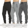 PURE CHAMP | Men's 3-Pack Fleece Jogger Sweatpants | Soft Everyday Joggers with Zipper Pockets