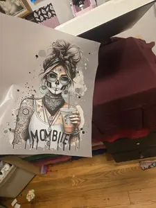 Mombie Direct to Film Vinyl Print - Customizable Apparel Size & Color - High-Quality Artwork for Your Space