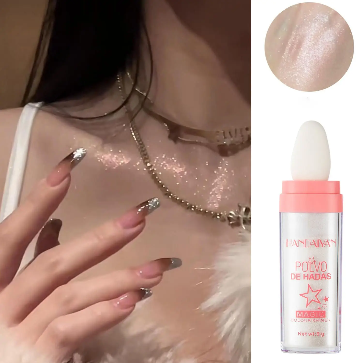 Angel Shimmer Glow Highlighter Powder Body Luminizer Full Body Brightening Radiant Natural Sculpting Blush, Glowy Makeup, Makeup Enhancer for Flawless Look, Perfect for Daily Use