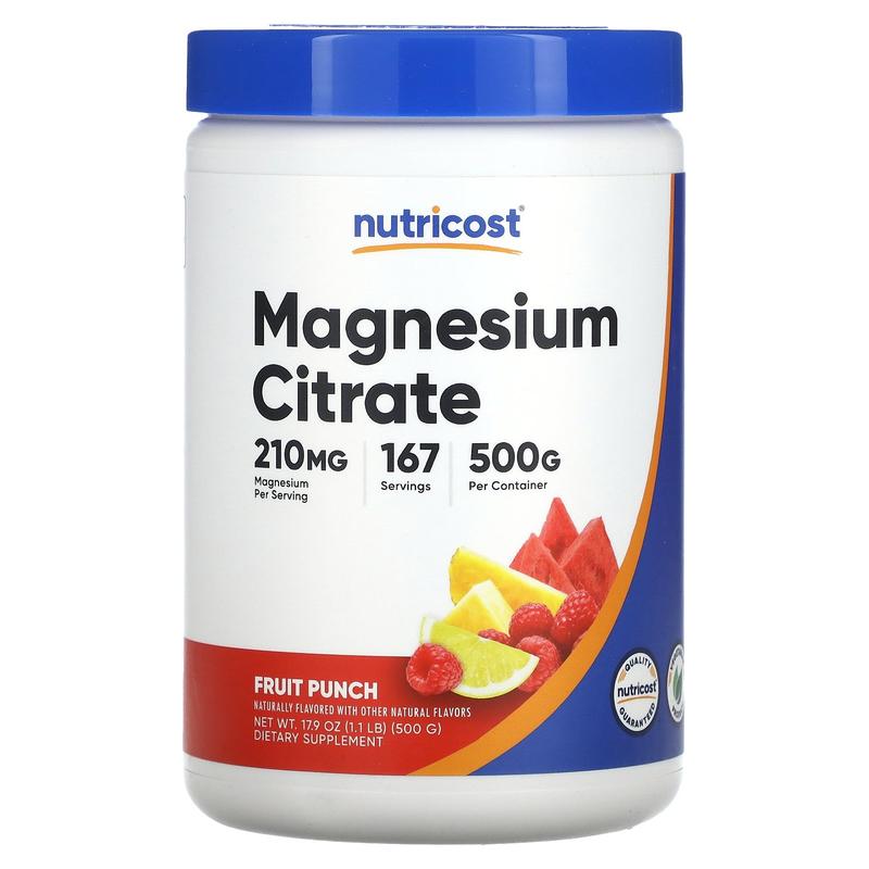 Nutricost Magnesium Citrate, Fruit Punch, 17.9 oz (500 g)