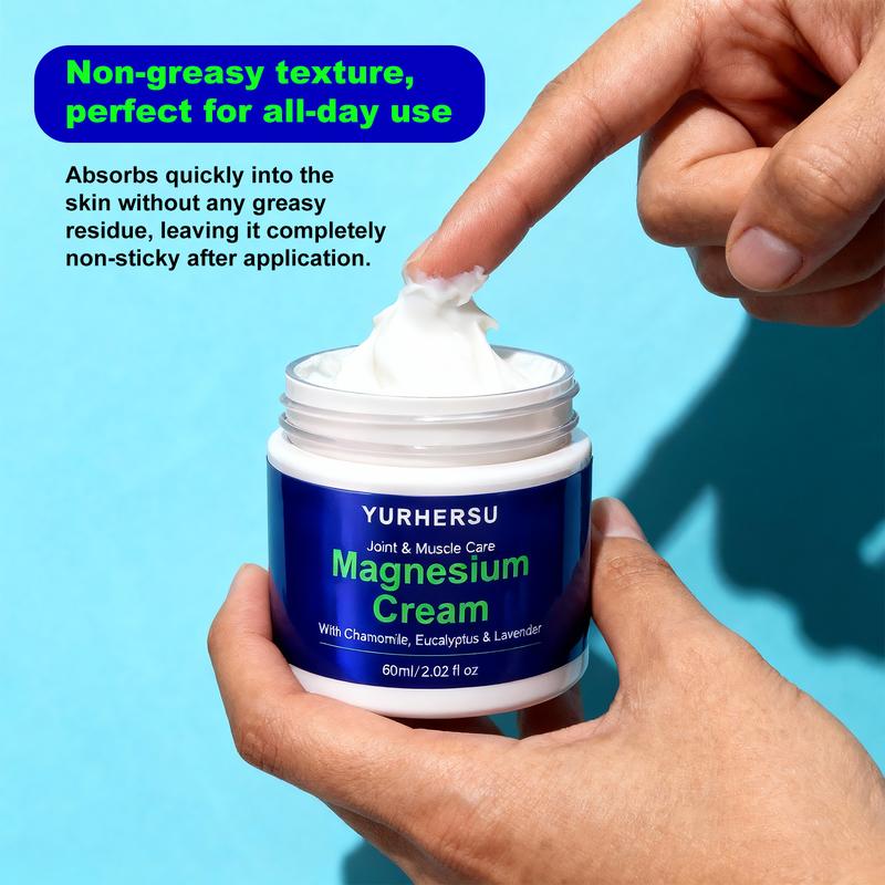Nighttime Calming Magnesium Cream, Lavender & Grape Seed Oil, Deep Moisturizing Body Balm, Daily Massage & Hydration Care