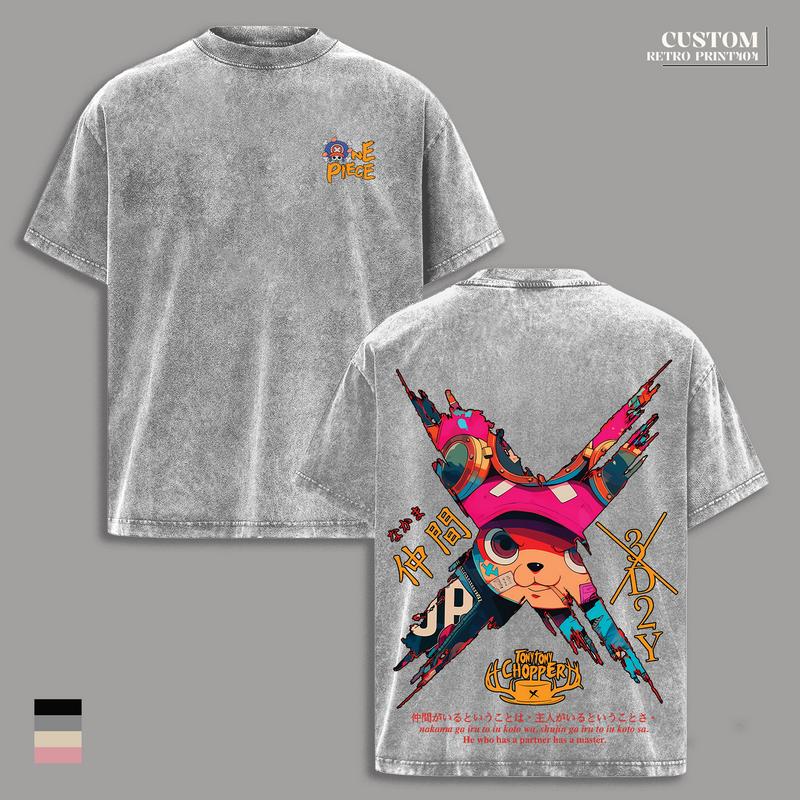 Limited Tony Tony Chopper One Piece Vintage Washed T-Shirt & Hoodie – 90s Anime Manga Graphic, Lightweight Cotton Unisex Oversized Streetwear, Cute Retro Aesthetic, Gift for Anime Fans
