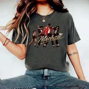 MJ 90s Styles Iconic Pose with Signature Shirt, Vintage 90s Styles T-shirt, King of Pop Graphic Tee, 80s Pop Legend Glove Graphic T-Shirt