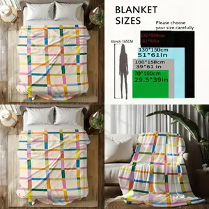 Charming Vintage Cartoon Print Flannel Blanket Double Sided Warm Cozy Polyester Fleece Throw for Bedding Autumn Winter Dorm Couple Use Elegant Cartoon Print Polyester Fleece Blankets