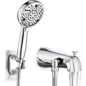 Slip- Tub Spout with Diverter, High  8 Settings Hand Held Shower with Hose,  Metal Bathtub Faucet with Sprayer and Hardware, Chrome
