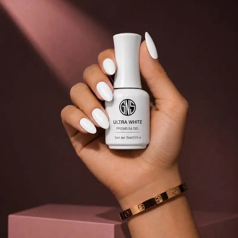 GNS Ultra White Premium Gel Polish 15ml - Long-Lasting Nail Color for Maximum Pigmentation
