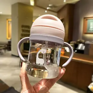 Straw Cup with Gravity Ball, 1 Count Anti-choking Handle Water Bottle, Shockproof Water Jug with Drinking Cup for Outdoor Camping Drinkware