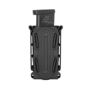 KRYDEX Soft Shell Tactical 9mm Magazine Pouch - Open Top Pistol Mag Carrier with 1.75" Metal Belt Clip, Universal Tall Pouch for MOLLE Belt & Battle Belt