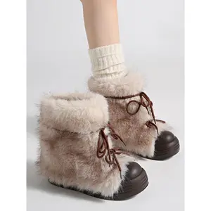 Wild Fun Warm Boots! Faux Fur Snow Boots, Winter Boot Shoes, Plush Texture + Non-Slip Sole, Warm and Stylish for Autumn/Winter Streetwear