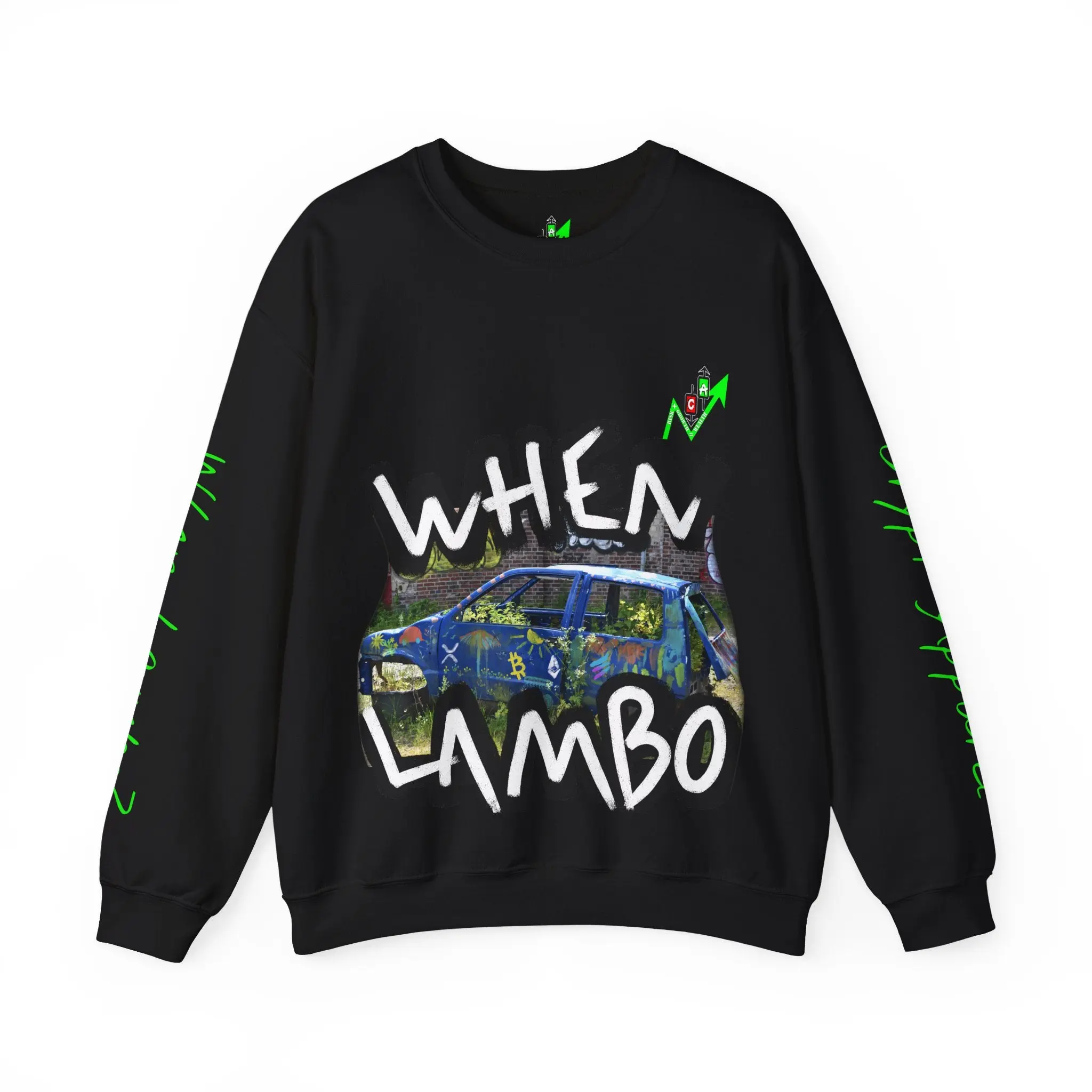 When Lambo Bitcoin inspired Graphic Crewneck Sweatshirt | Crypto Art Streetwear