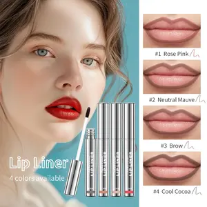 Black Friday & Christmas Gifts 4-Count Smudge-Proof Lip Liner Set Budge-Proof Waterproof Peel Off Formula For Zero Touch-Ups Hydrate Moisture Hyaluronic Acid Vitamin E Shiny Plump Lips,Valentine's Day Gifts