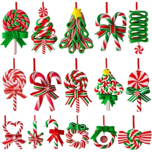 16pcs Christmas Lollipop Ornaments- Polymer Clay Candy Hanging Decorations- Christmas Tree Party Supplies Candy Cane Hanging Decorations, Candyland Christmas Tree Decorations, Tree Ornaments Christmas, Christmas Hanging Decorations, DIY Chr