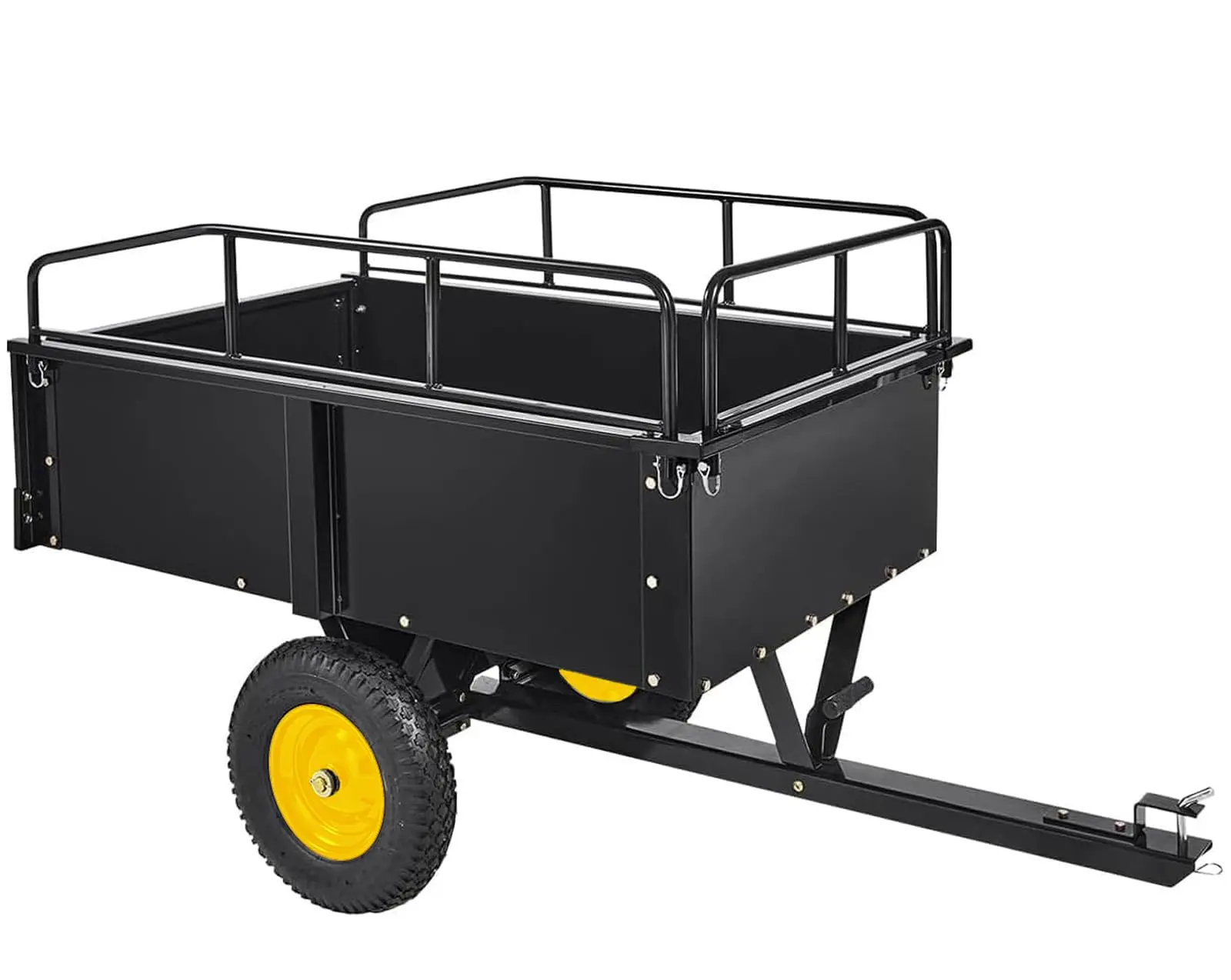Garvee Heavy Duty 750 Lbs Utility Trailer – 17 Cu Ft ATV Dump Trailer with Removable Sides, Pneumatic Tires & Quick-Dump Pull-Behind Yard Cart for Tractors, UTV, Lawn Mowers