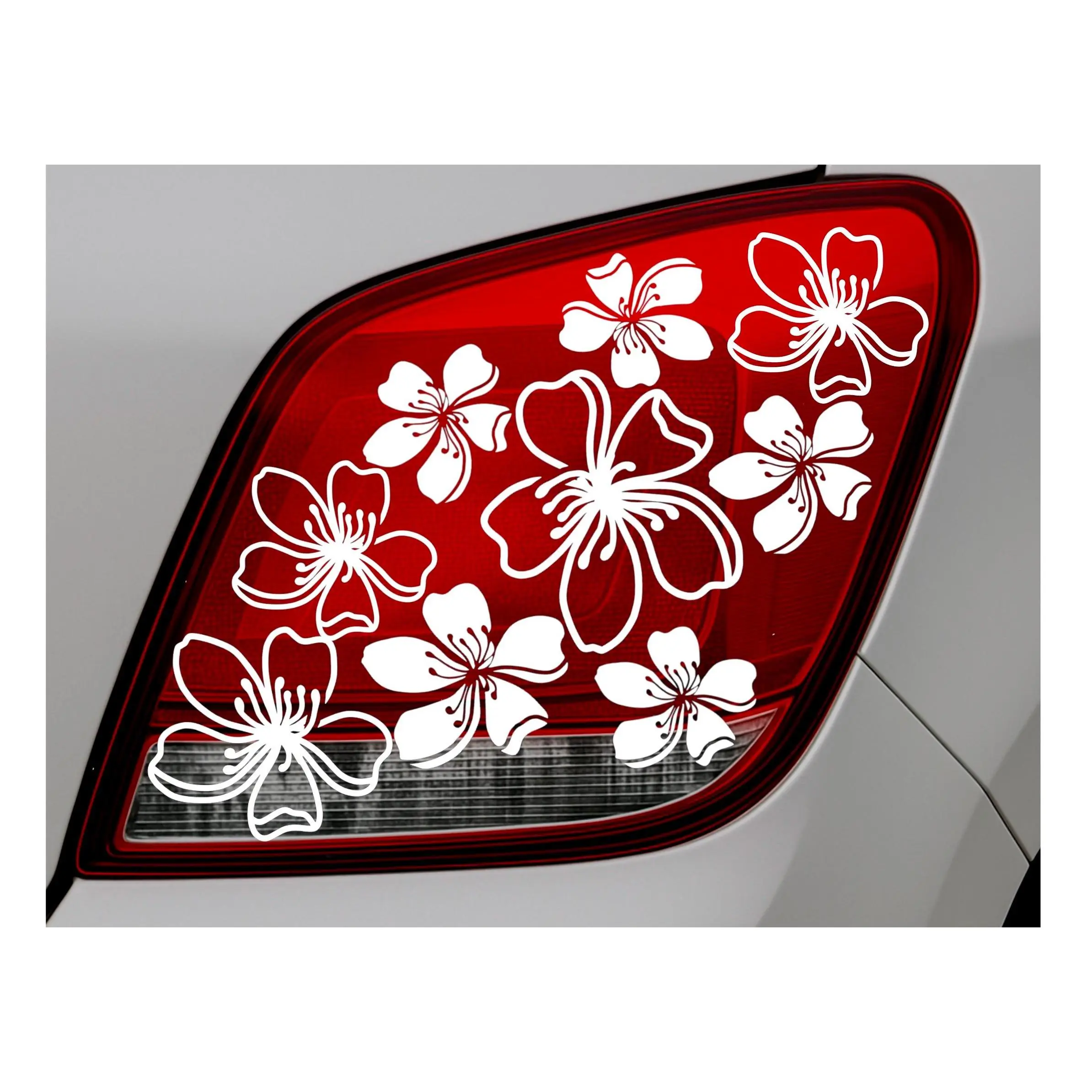 Cherry Blossom Flower Car Decal | 18 Piece Sakura Vinyl Sticker for Tail Light, Bumper, Windows | Car Accessory | Cute Floral Car Decor