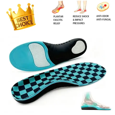 Unisex Plantar Fasciitis Insoles - TPU Synthetic Shoe Inserts for Heel Pain Relief, Heavy-Duty High Arch Support Orthotics for Flat Feet, All Seasons Anti-Odor & Anti-Fungal Arch Support Sports Shoe Accessories