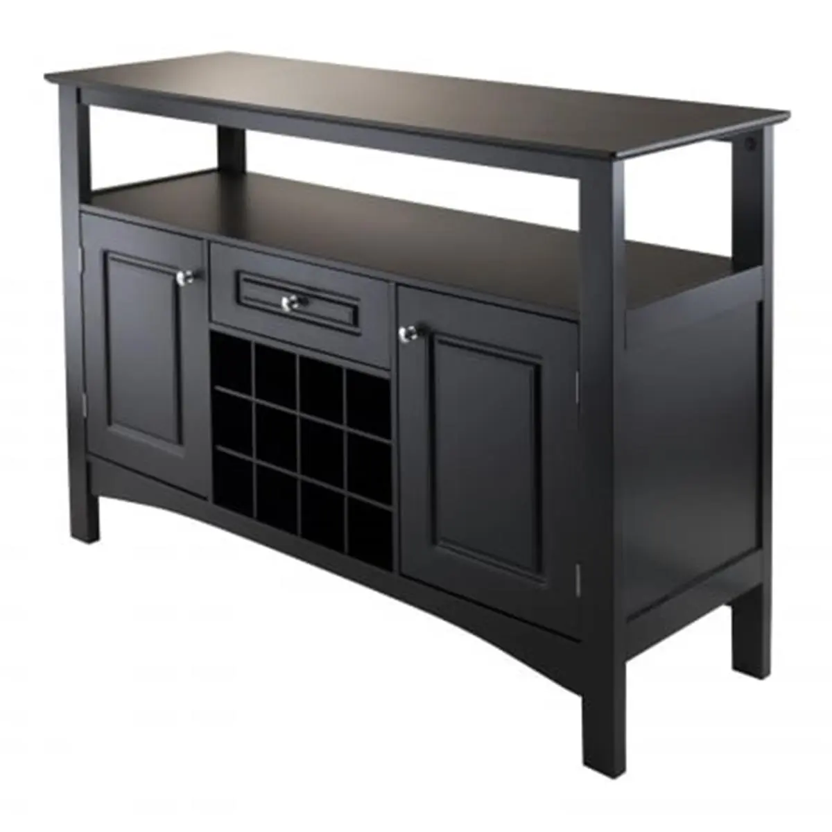 212 MAIN Jasper Black Freestanding Wood Blend Cupboard - Modern Cupboard Furniture, Indoor Storage Cabinet, Sideboard Buffets Cabinet with Storage Slots