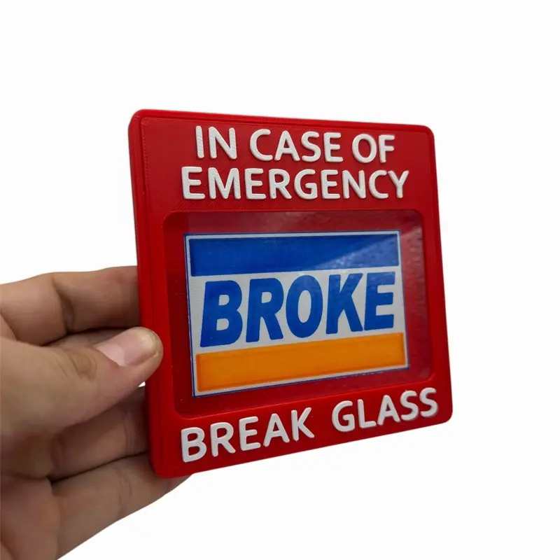 Emergency Broke Glass Desk Decor | Funny Break Glass Sign | Office Gag Gift | Desk Display | Conversation Starter