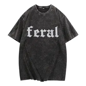 Wild English Letters + Heavy Tie-Dyeing Technique, Retro Washed Top, Oversized Vintage washed cotton T-shirt  Women, Casual Street Fashion, Suitable for Daily Wear