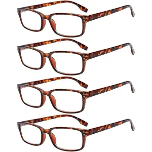 4 Pack Reading Glasses for Women/Men Spring Hinges Readers Glasses Lightweight Eyeglasses (4 Pack Tortoise, 2.25)