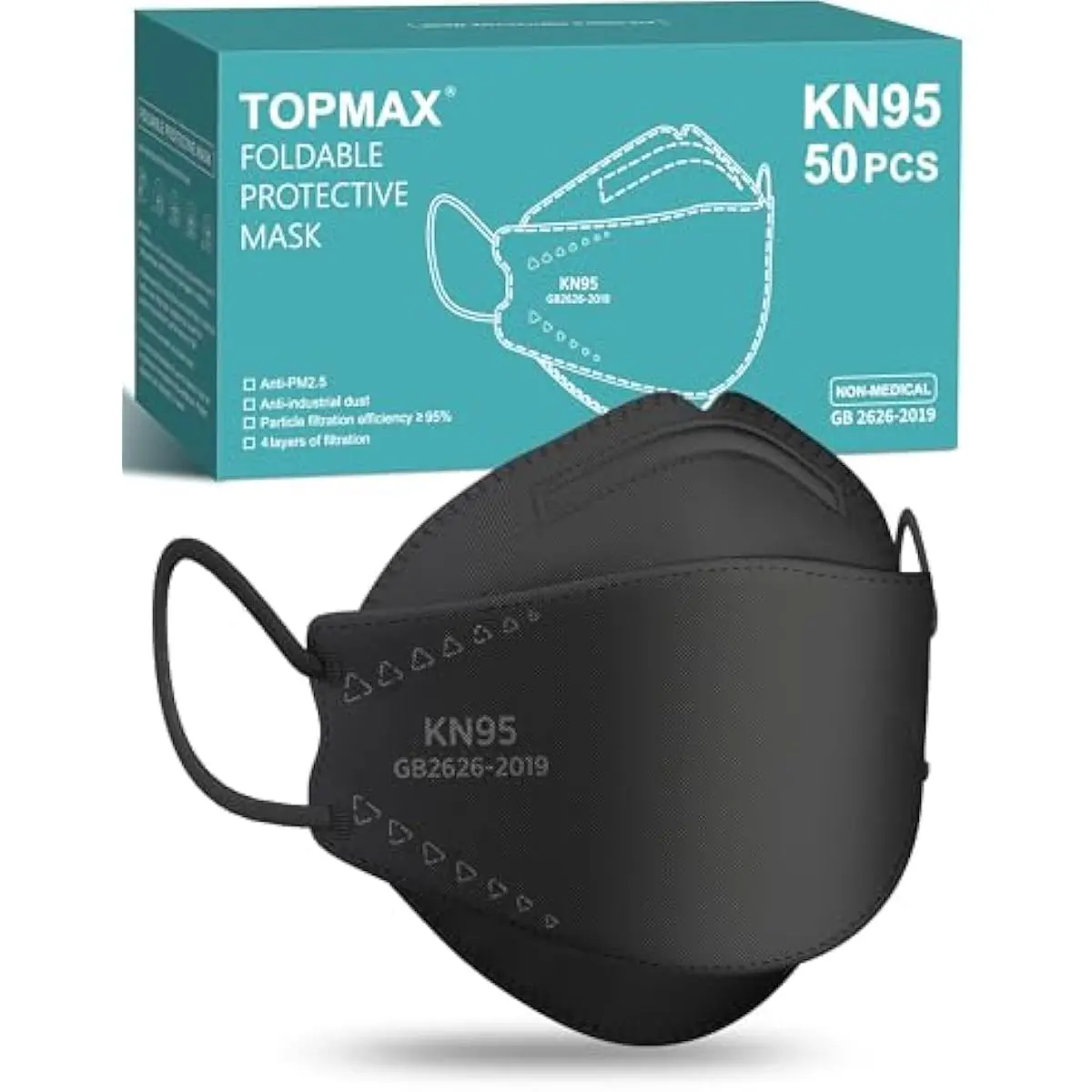 Face Masks 50 Pack for Adults, Breathable and Comfortable KN95 Mask with Elastic Ear Loop, Filter Efficiency≥95%