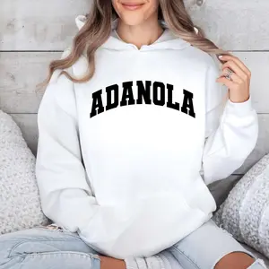 Soft Cotton Athleisure Streetwear Top, Clean Girl Aesthetic Casual Outfit, Adanola Hoodie, Pullover With Bold Chest Logo, Everyday Comfort Lifestyle Essential Hoodie For Women & Men, Unisex Long Sleeve Pullover Shirt
