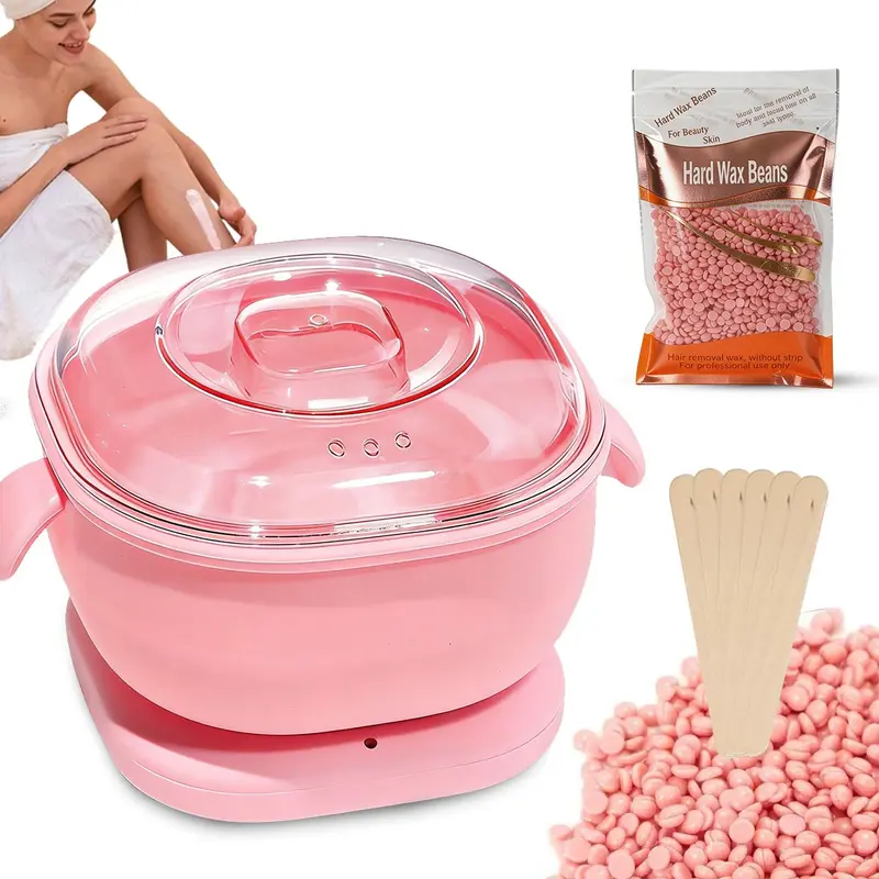 Depilatory Waxing Kit Silicone Heater Silicone Wax Warmer with Hard Wax Beans Portable Electric Depilator for Men and Women Full Body Face Eyebrows Bikini Brazilian Hair Removal Body Care Waxing Set Waxing Supplies