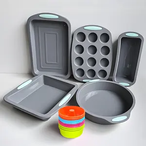 Silicone Baking Mold Set, 5 Counts/17 Counts Rectangular & Round & Square Cake Mold & Tray, Multi-purpose Baking Mold for Home Kitchen