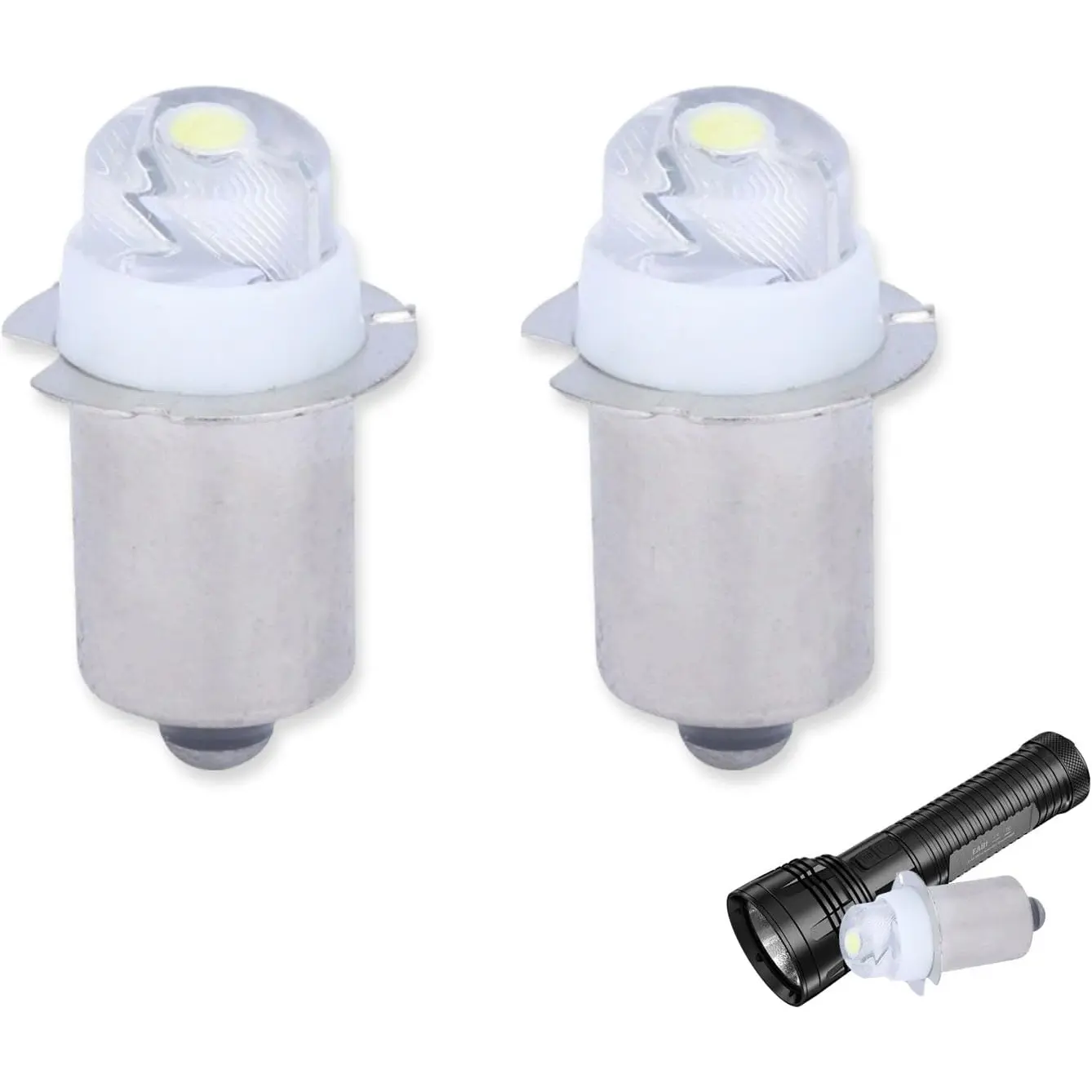 2 Pack Flashlight Bulbs 30 Lumen 3-Volt LED PR6 Replacement Bulb for Flashlights 3V Light Bulb Torch Flashlight Bulb with 10 Year Lifespan 41-1643 P13.5S 6000K