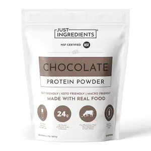 Just Ingredients Chocolate Protein Powder – 30-Serving Blend with 100% Grass-Fed Whey & Organic Plant Proteins – Rich Cocoa Flavor – Supports Muscle Recovery, Energy & Satiety* – No Artificial Sweeteners or Fillers