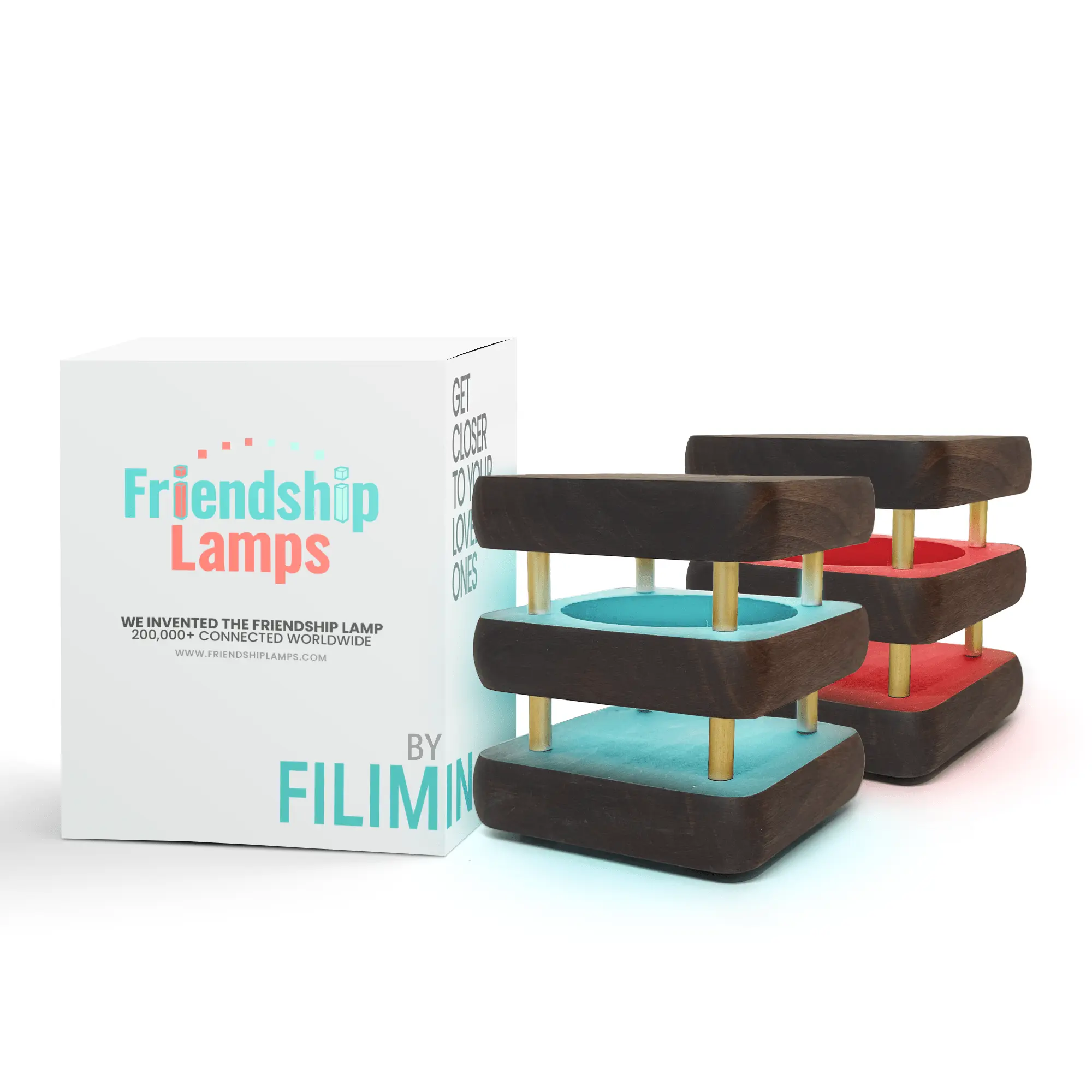 Mini Mid-Century Kona Design Friendship Lamp – Compact Retro Wi-Fi Touch Lamp for Long-Distance Connection