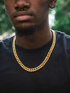 14k Gold-Plated Cuban Necklace, Electroplating Rust Prevention, Hip-Hop Style Jewelry, Best Gift for Men & Women, Multiple Sizes Available