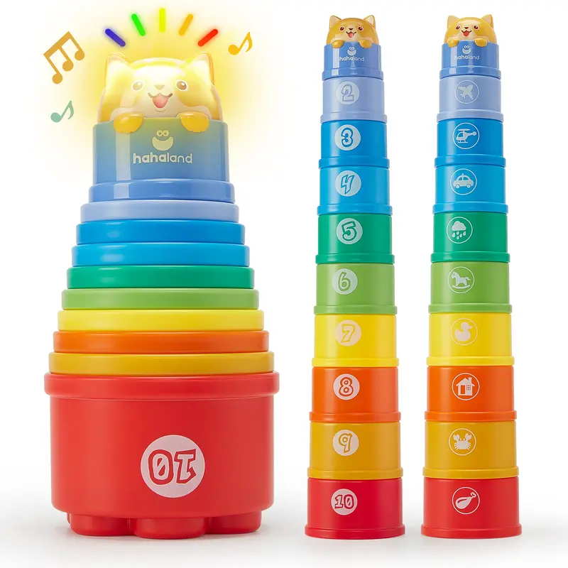 hahaland Stacking Cups Toys for Toddlers 1-3y - Toddler Toy Age 1-2 Learning Montessori Toys for 1 Year Old Boy Birthday Gift Baby Stacker Cups 12-18 Months