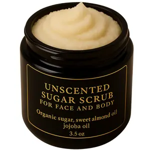 Back2Naturalness Unscented Sugar Scrub for Face & Body - Organic Sugar Sweet Almond Oil Jojoba Oil - 3.5 oz Exfoliating Moisturizing Nourishing Skincare for All Skin Types Hydrating
