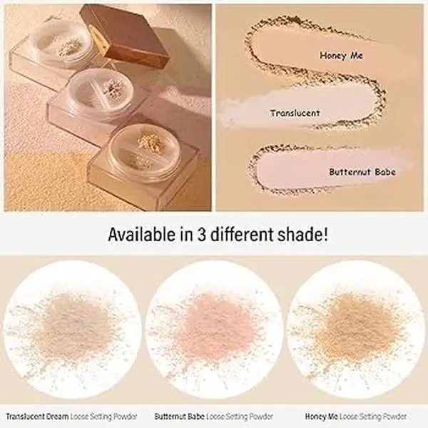 beauty creations Bye Filter Loose Setting Powder - Matte Finish, Long-Lasting, 14 Hour Lock, Translucent Dream, Butternut Babe, Honey Me - Flawless