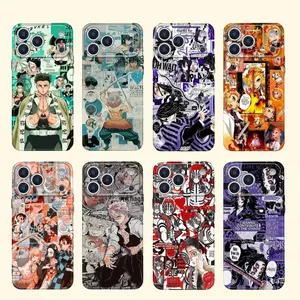 Demon Slayer Manga Style Manga Collage Case for iPhone 17 16 15 14 13 12 11 PRO MAX Plus Air Glossy Full Protector Cover